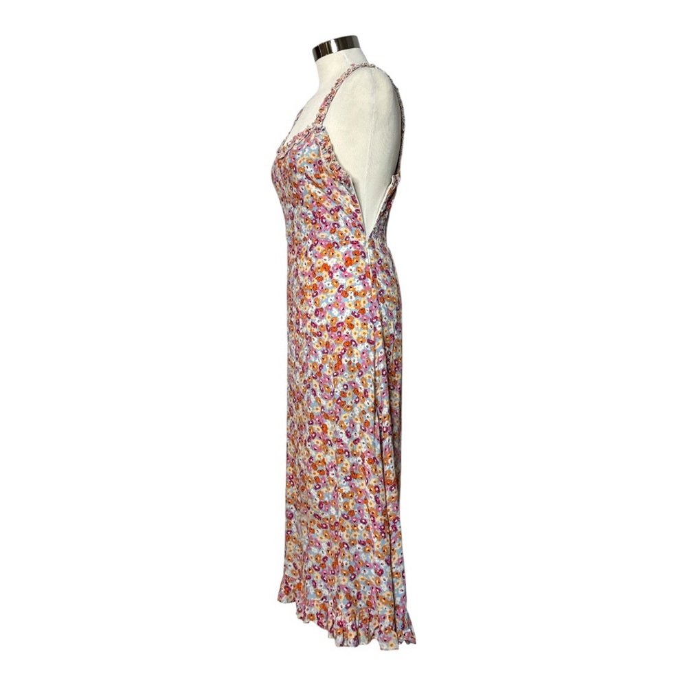 FAITHFULL THE BRAND NOEMIE MIDI DRESS IN TURNESOL FLORAL PRINT RUFFLE STRAP US 4 - Picture 8 of 14